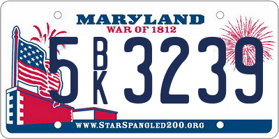 MD license plate 5BK3239