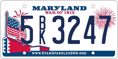 MD license plate 5BK3247