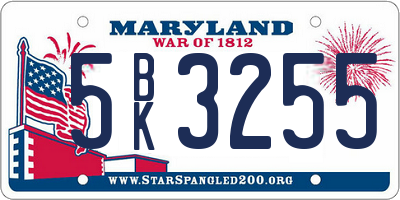MD license plate 5BK3255