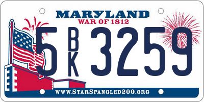 MD license plate 5BK3259