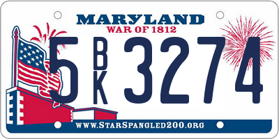 MD license plate 5BK3274