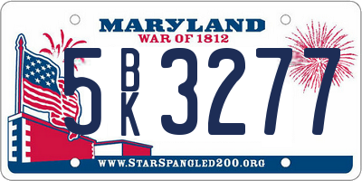 MD license plate 5BK3277