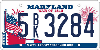 MD license plate 5BK3284