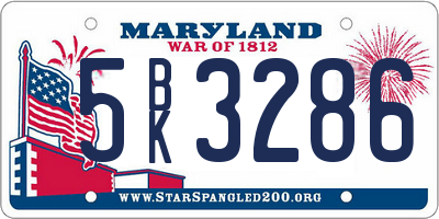 MD license plate 5BK3286