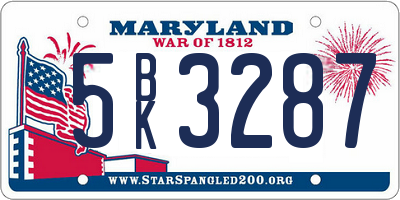 MD license plate 5BK3287
