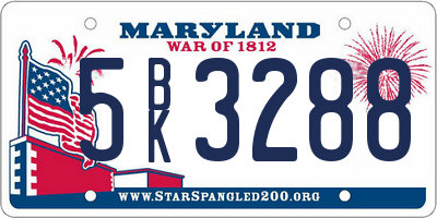 MD license plate 5BK3288