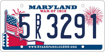 MD license plate 5BK3291