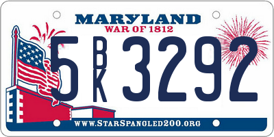 MD license plate 5BK3292