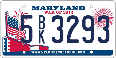 MD license plate 5BK3293