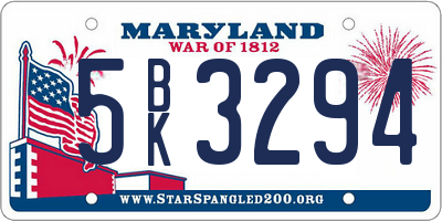 MD license plate 5BK3294