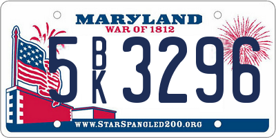 MD license plate 5BK3296