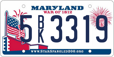 MD license plate 5BK3319