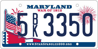 MD license plate 5BK3350