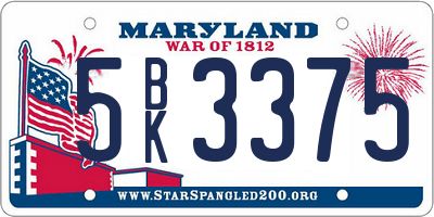 MD license plate 5BK3375