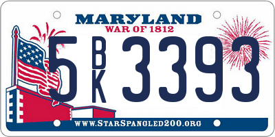 MD license plate 5BK3393