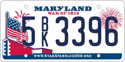 MD license plate 5BK3396