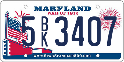 MD license plate 5BK3407