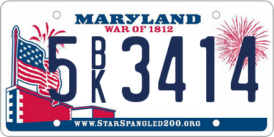 MD license plate 5BK3414
