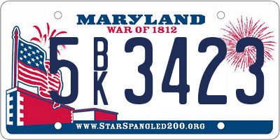 MD license plate 5BK3423