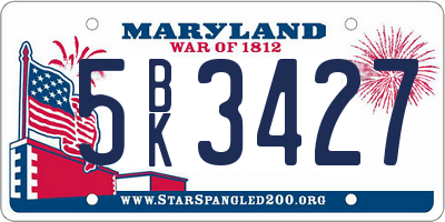 MD license plate 5BK3427