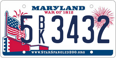 MD license plate 5BK3432