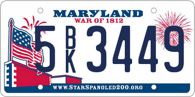 MD license plate 5BK3449