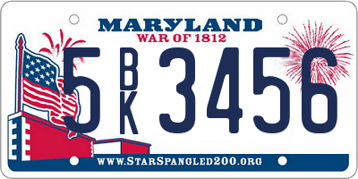 MD license plate 5BK3456