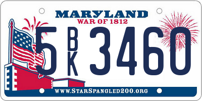 MD license plate 5BK3460
