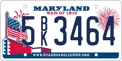 MD license plate 5BK3464
