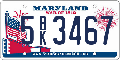 MD license plate 5BK3467