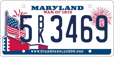 MD license plate 5BK3469
