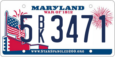 MD license plate 5BK3471