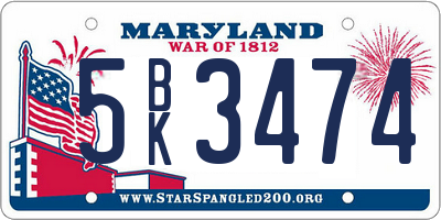 MD license plate 5BK3474