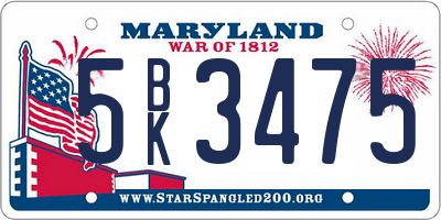 MD license plate 5BK3475