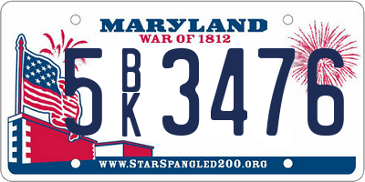 MD license plate 5BK3476