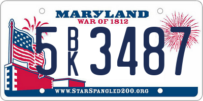 MD license plate 5BK3487
