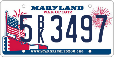 MD license plate 5BK3497