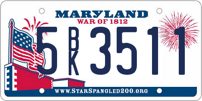 MD license plate 5BK3511
