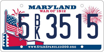 MD license plate 5BK3515