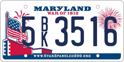 MD license plate 5BK3516