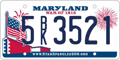 MD license plate 5BK3521