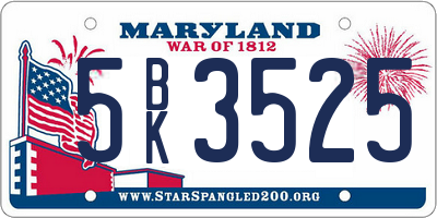 MD license plate 5BK3525
