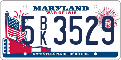 MD license plate 5BK3529