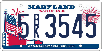 MD license plate 5BK3545