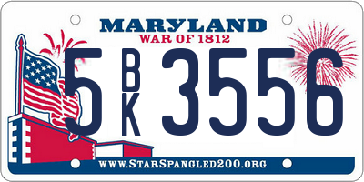 MD license plate 5BK3556