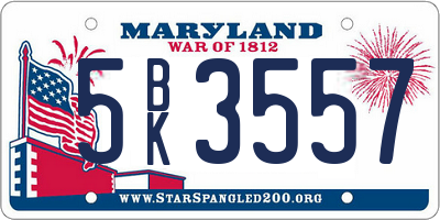 MD license plate 5BK3557