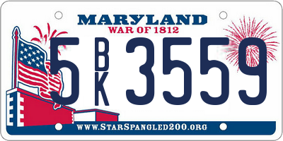 MD license plate 5BK3559