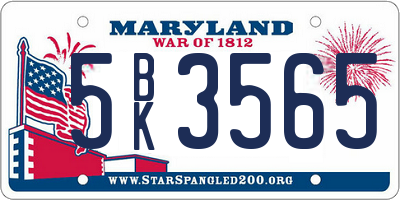 MD license plate 5BK3565