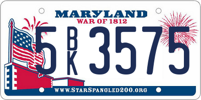 MD license plate 5BK3575