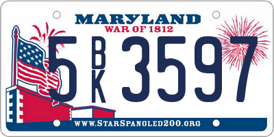 MD license plate 5BK3597